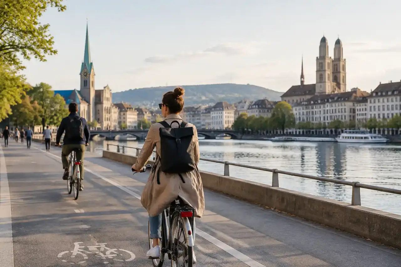 Piste cyclable aménagée dans une grande ville européenne