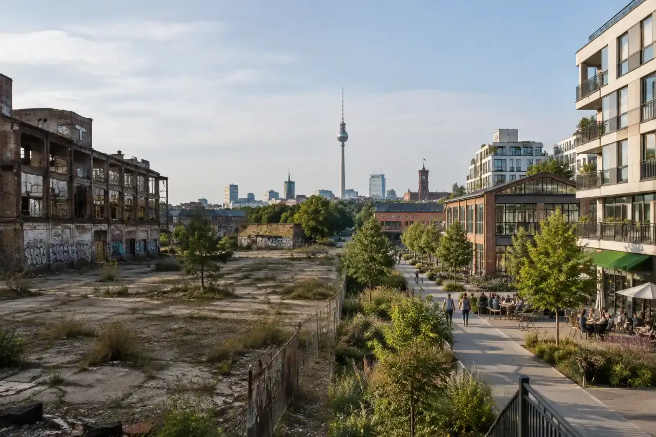 Transformation d'une ancienne friche industrielle en quartier urbain à Berlin