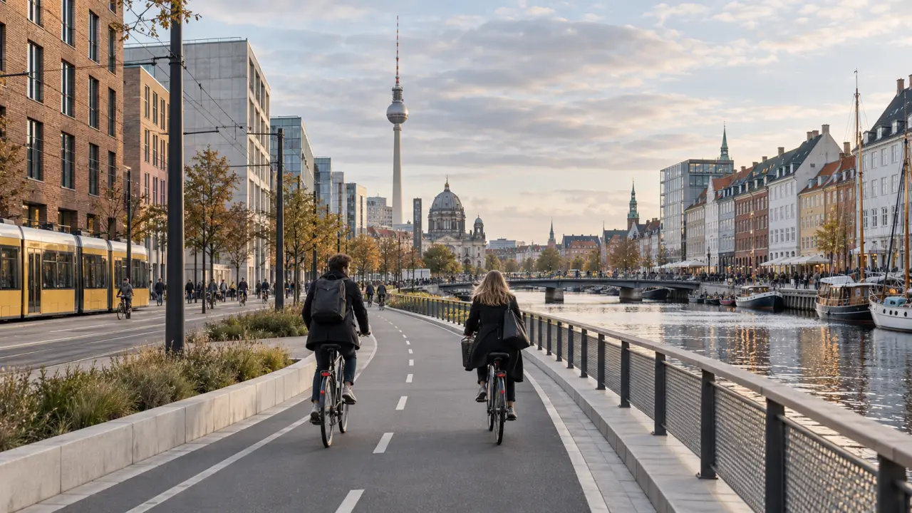 Aménagement cyclable dans une grande ville européenne