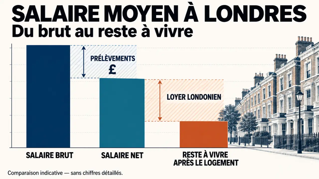 Salaire moyen Londres : comparaison entre salaire brut, salaire net et reste à vivre après le logement