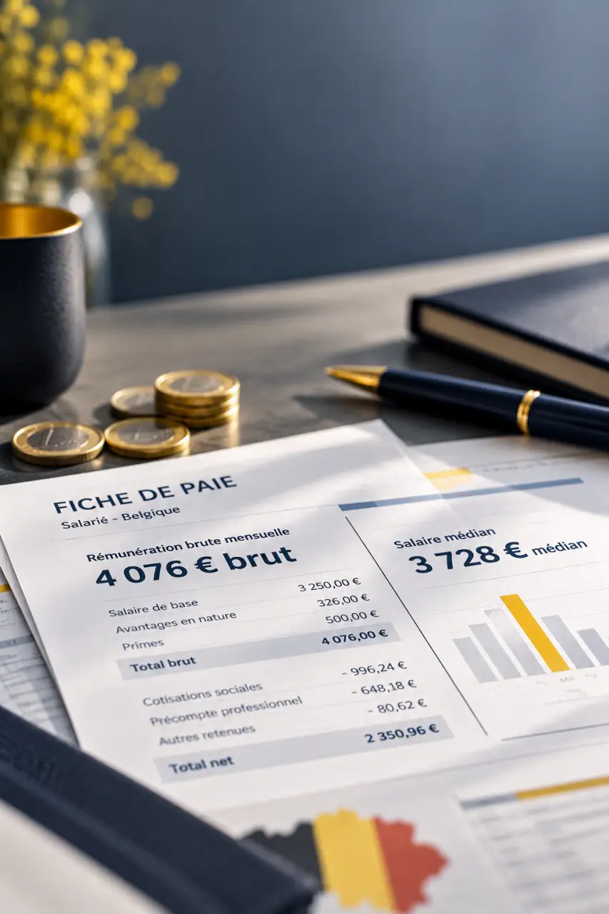 Salaire moyen belge : 4 076 € brut, mais un salaire médian de 3 728 €